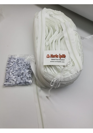 Metrelik Fermuar Beyaz 200 Metre + 200 Başlık