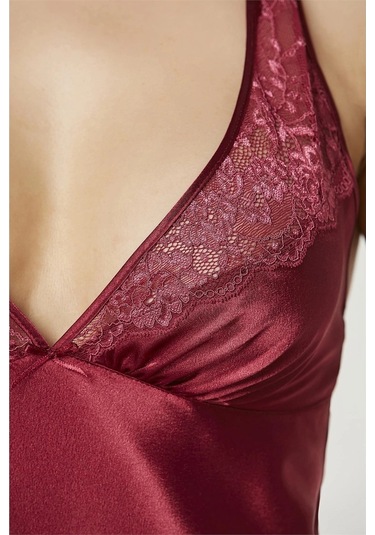 Pierre Cardin İp Askılı Dantelli Saten Gecelik 001