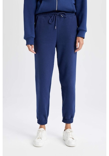 Defacto Beli Paçası Lastikli Bağcıklı Cepli Kalın Jogger Eşofman Altı V2700AZ24WNNV42 Lacivert