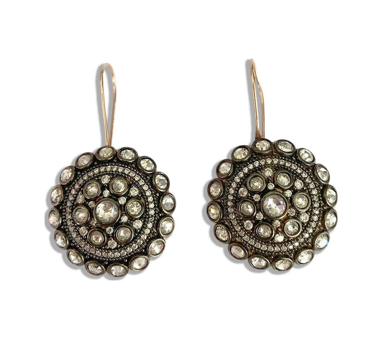 Elmas Montür Modeli Rose Gold Gümüş Küpe Gümüş