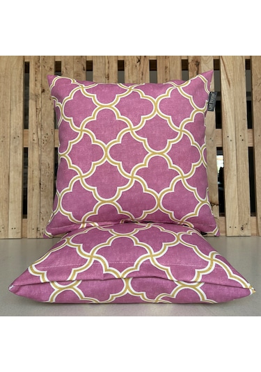 2'li Fermuarlı Dekoratif Kırlent Kılıfı - 40x40 Cm Mor