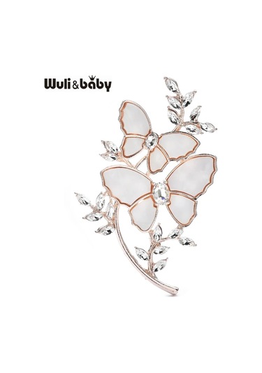 Wuli & Bebek Beyaz Kelebek Broş Kadınlar Için Unisex 3-color Güzel Kalmak White Beyaz