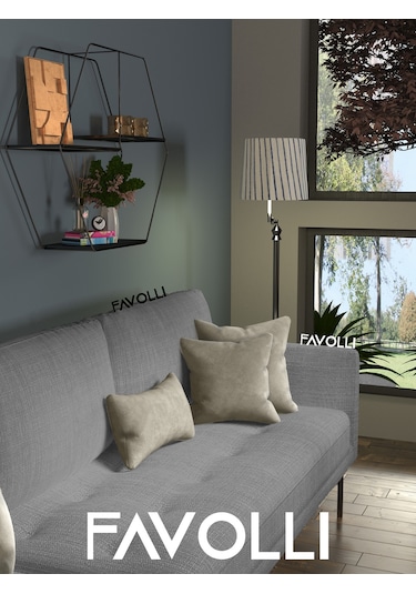 Br Favolli Dokulu Keten Renk Kırlent Kılıfı Bej Keten Rengi