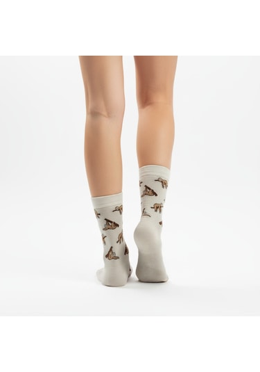 Gost Liria Sloth Socks Desenli Unisex Soket Çorap EKru