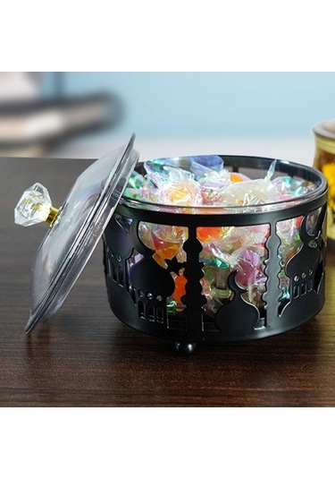 Bosphorusboutique02 Suntek Kapaklı Şekerlik Dekoratif Siyah Teneke Kutu Çeşni Siyah Diğer