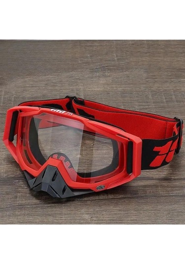 Suofeng Moto Gözlükleri Offroad - Abs Karkaslı, Uv Ve Toz Koruyucu, Regüle Edilebilir Silikon Remeshli, Evrensel Boyut Kırmızı Çerçeve