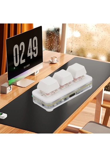 Yuntech01 3 Tuşlu Programlanabilir Mekanik Kırmızı Switch Klavye, Usb Kablo İle Rgb Arka Işık, Osu Ve Oyunlar İçin, Windows/mac Uyumlu, Taşınabilir Tasarım