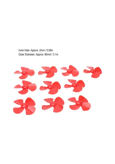 Reedark Xr-149 Kırmızı 4 Kanatlı Plastik Perde, 80mm Çap 2mm Delikli, Dıy Rc Araba Bot Oyuncak Aksesuarı 10 Adet