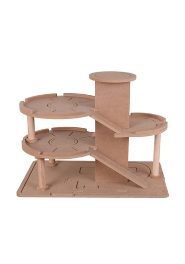 Ahşap Oyuncak Otopark + 6 Adet Oyuncak Araba + 1 Adet Helikopter