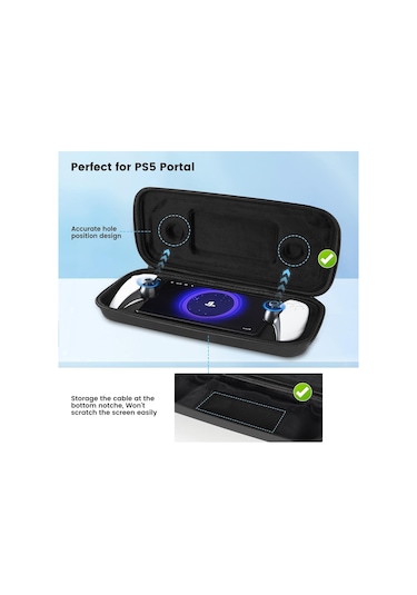 Sony Playstation Portal Taşınabilir Oyun Konsolu Saklama Çantası Kitleri İçin Siyah