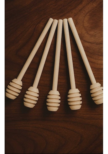Ahşap El Yapımı Doğal Bal Kaşığı 5 Adet - 13 Cm Ahşap Daldız Bal Kaşığı