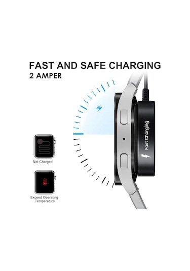 Microsonic Samsung Galaxy Uyumlu Watch 7 40mm Manyetik Usb 2 Amper Şarj Kablosu