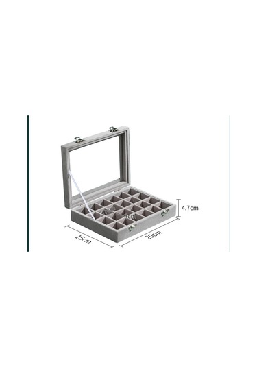 Yystore Takı Saklama Kutusu Kadife Şeffaf Pencere Ücretsiz Kombinasyon Açık Mavi