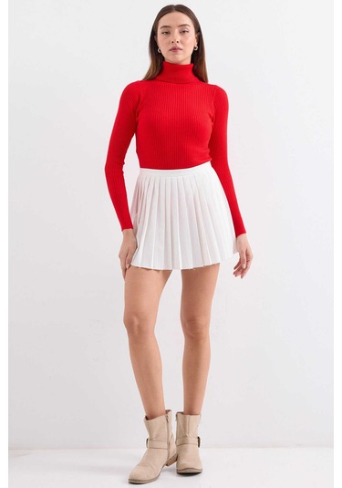 Gabria Fitilli Balıkçı Yaka Kazak Kırmızı