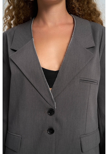 Mai Studios Co. Volda Yaka Detay Antrasit Blazer Antrasit