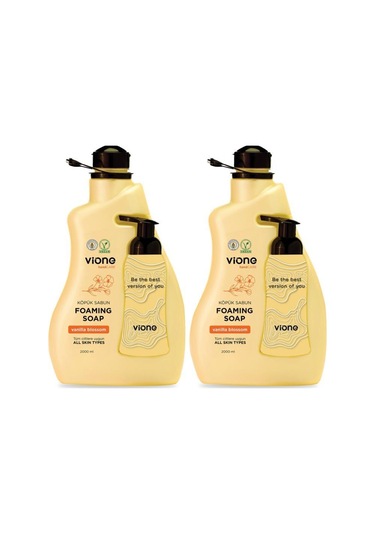 Vione 2 Adet Köpük Sabun El Ve Yüz İçin Vanilya Çiçeği 2 Lt Köpük Yapıcı Sabunluk Hediyeli