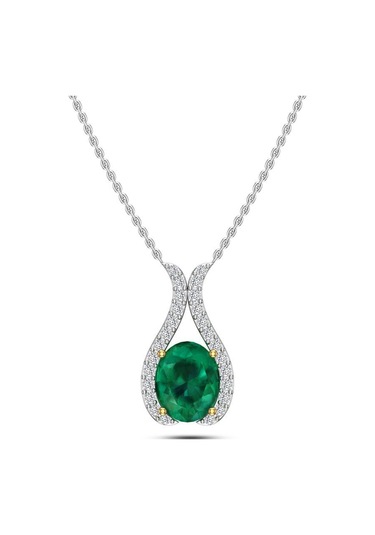 Pırlantalı Lale Zümrüt Kolye