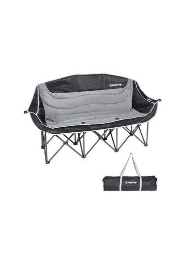 Kingcamp Canna Ultra Konforlu Üç Kişilik Katlanır Kamp Sandalyesi B.grey Gri - Siyah