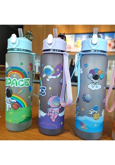 Yifomall Mor Uzaylı Desenli Kışlak Kapağı Ve Pipetli Taşınabilir Askı Kordonlu Sağlıklı Pc Plastik Su Bardakası Diğer