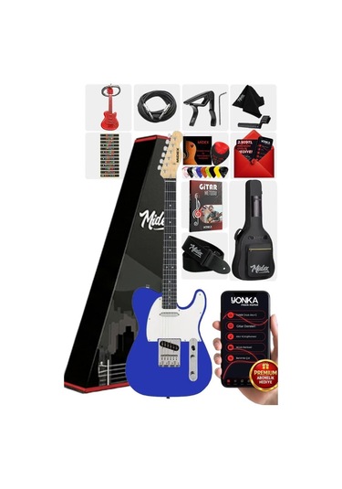 Midex Tlx-50bl Tele Kasa Maple Klavye 2 Single-coil Manyetik Elektro Gitar