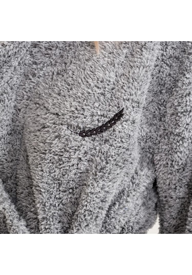 Kadın Welsoft Şal Yaka Polar Sabahlık Gri