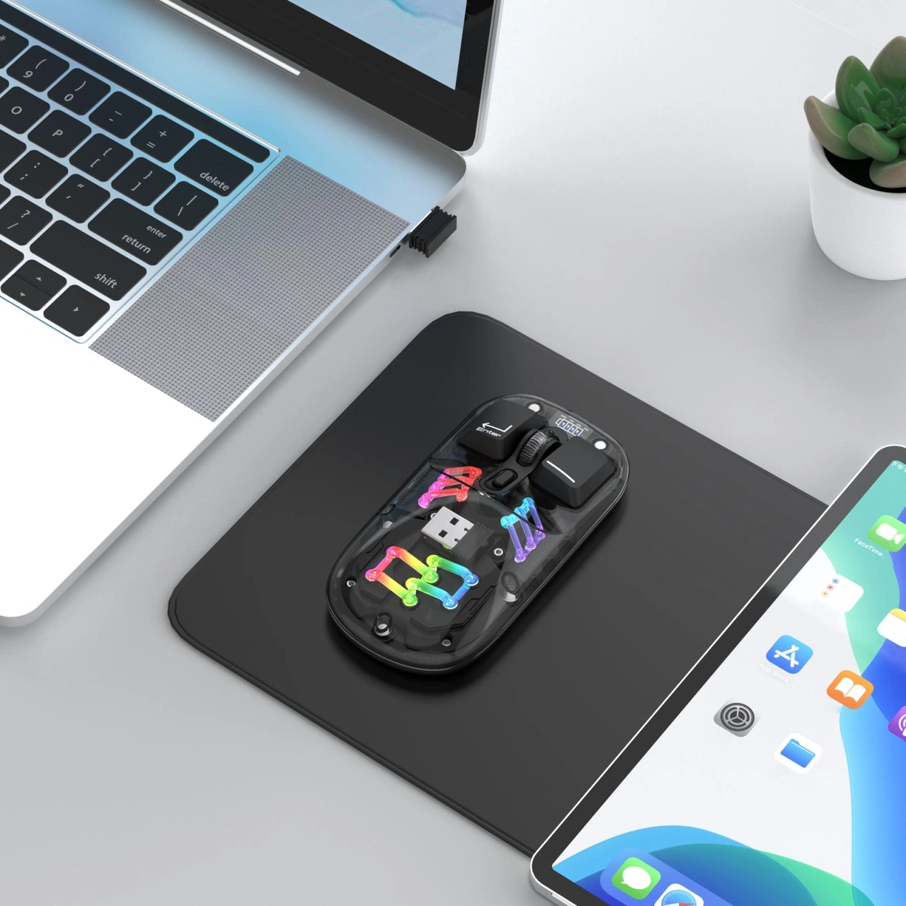 Sones Hxsj T200 Çift Modlu 2.4g Bt5.0 Şeffaf Rgb Kablosuz Fare Diğer