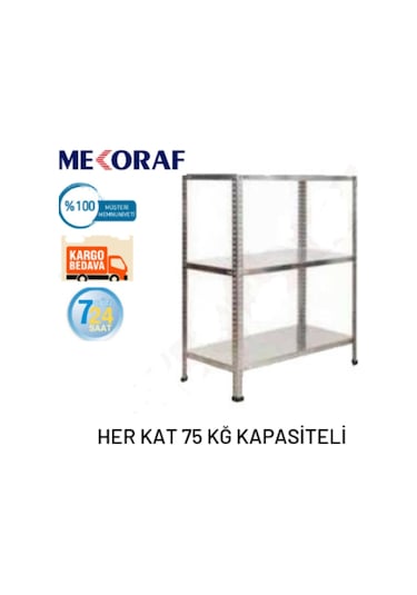 Mekoraf Mekoraf 3 Katlı 43X93 100Cm Yükseklik Raf Sistemi