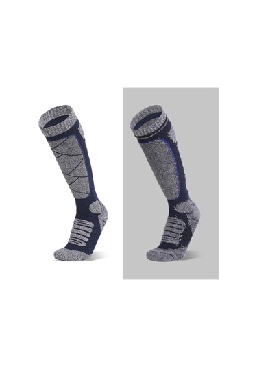 Wezone Yüksek Bilekli Kayak Çorabı, 80% Pamuk, Hızlı Kuruyan, Akışkanlık Sağlar, Kompresyonlu, Spor Ve Günlük Kullanım İçin M/l Boy Mavi
