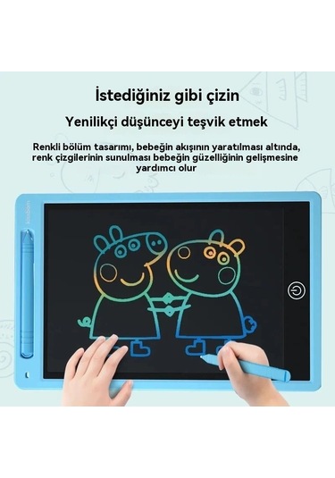 Tcherchi 10 İnç Çizim Tableti, Lcd Yazı Tahtası, Renkli Doodle Tahtası, Tekrar Kullanılabilir Yazı Tahtası Pembe