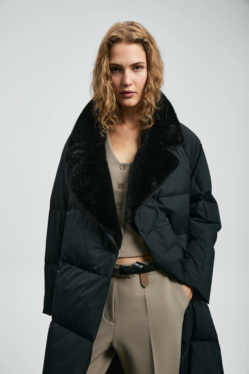 Lufian Hermes Kaz Tüyü Kadın Mont Siyah Siyah 122120048100100 Siyah Lufian Hermes Kaz Tüyü Kadın Mont Siyah Siyah 122120048100100 Siyah