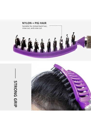 Saç Fırçası, Daha Hızlı Fönleme İçin Havalandırmalı Fırça, Islak Kuru Kıvırcık Kalın Düz Saçlar İçin Saç Fırçası Mor Mor
