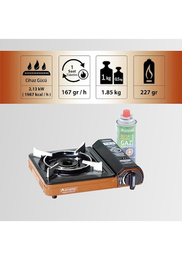 Orcamp CK-505 Tekli Portatif Kamp Ocak Gaz Stop Emniyetli Bakır Çok Renkli