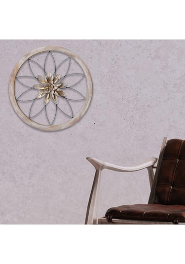 Suntek Çiçek Metal Duvar Sanatı Dekoru Asılı Altın