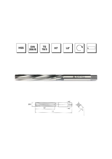 Mte Makina Takım 20 Mm Hss Dın 206 Silindirik Saplı El Raybası - B00301012000