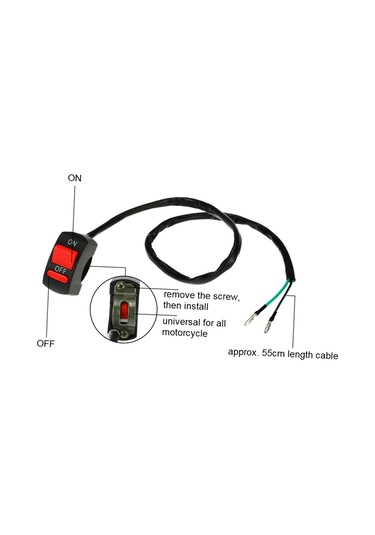 Evrensel Motosiklet Atv Bisiklet Gidon Işık Anahtarı Siyah Siyah