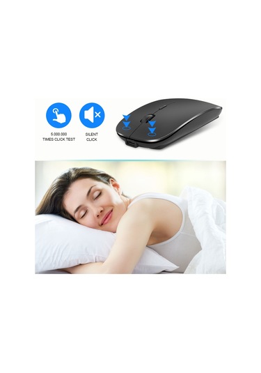 İmıce E-1300 4 Tuşlu 1600dpı Aydınlık Kablosuz Sessiz Masaüstü Dizüstü Bilgisayar Mini Fare, Stil: Çift Modlu Aydınlık Sürüm Siyah Diğer