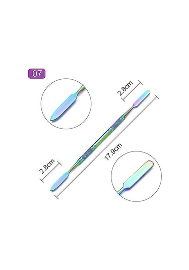 Renkli 07 Çift Taraflı Tırnak Düzeltici Tırnak Eti İtici Pedikür Tırnak Sanatı Aksesuarları