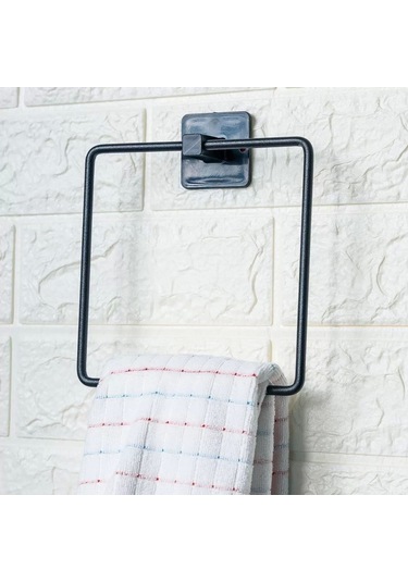 Kendiliğinden Yapışkanlı Siyah Paslanmaz Metal Kare Havluluk 4172 Çok Renkli