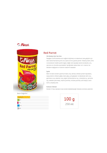 Artakua Red Parrot Papağan Cichlid Balığı Yemi 250 ML