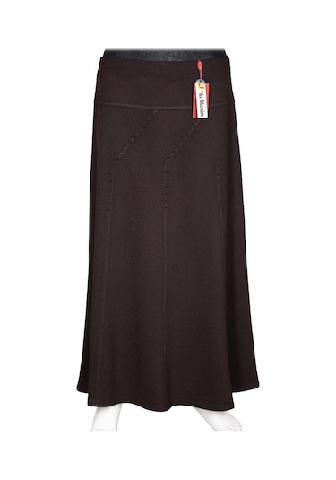 Hesna Kadın Seher Kışlık Büyük Beden Taşlı Astarsız Latikli Kahve Etek Kahverengi