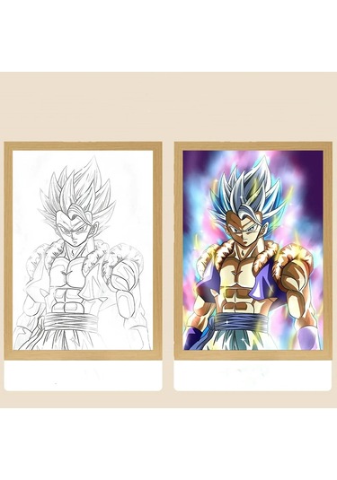 Anime Figürü Dragon Ball Işık Çerçevesi Led Gece Lambası Goku Vegeta 4 Çok Renkli