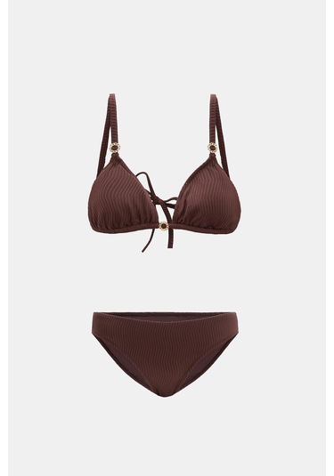 Assos Mocha Kahverengi İp Bağlamalı Üçgen Bikini Takım Kahverengi