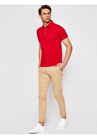 Tommy Hilfiger Polo Yaka Pike Erkek T-shirt Kırmızı