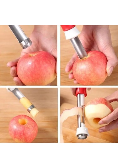 Cbtx 2'si 1 Arada Meyve Soyma Ve Çekirdek Pompalama Aleti Paslanmaz Çelik Sebze Oyacağı Yeşil Beyaz