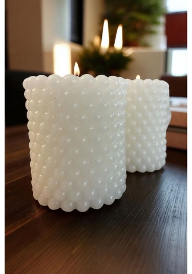 Hediyelik İkili Bubble Mum Seti Beyaz