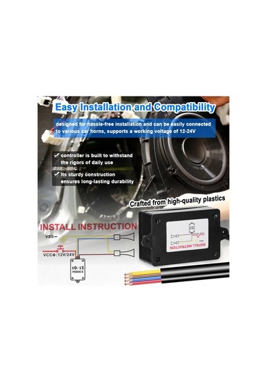 Supermarket1 Araç Kornası Sesli Uyarıcı - 10 Ses, Uzaktan Kumanda, 12-24v, Araç Kornası Alarmı