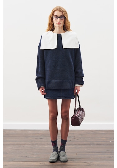 Chunky Oversıze Kazak Lacivert Lacivert