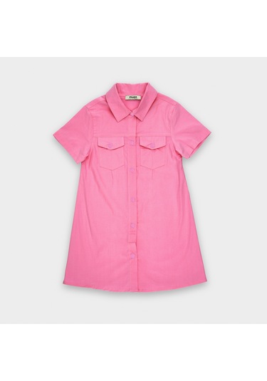 Kız Çocuk Cep Detaylı Gömlek Elbise 2411gb26004-4543 001