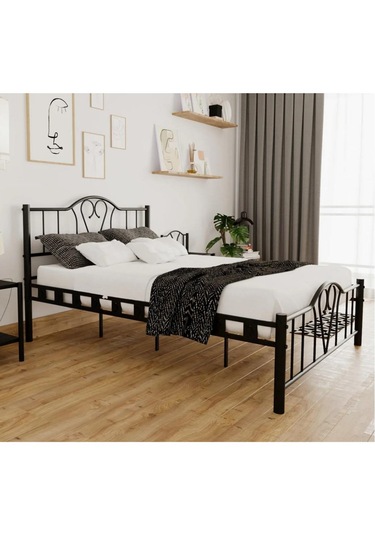 Reyo Orkide Çift Kişilik Ferforje Siyah Metal Karyola 180x200