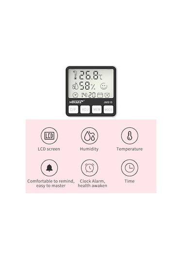 Maiyame Noyafa Jms15 Çift Fonksiyonlu Dijital Hijyometre Termometre İç Ve Dış Mekan Nem Sıcaklık Ö